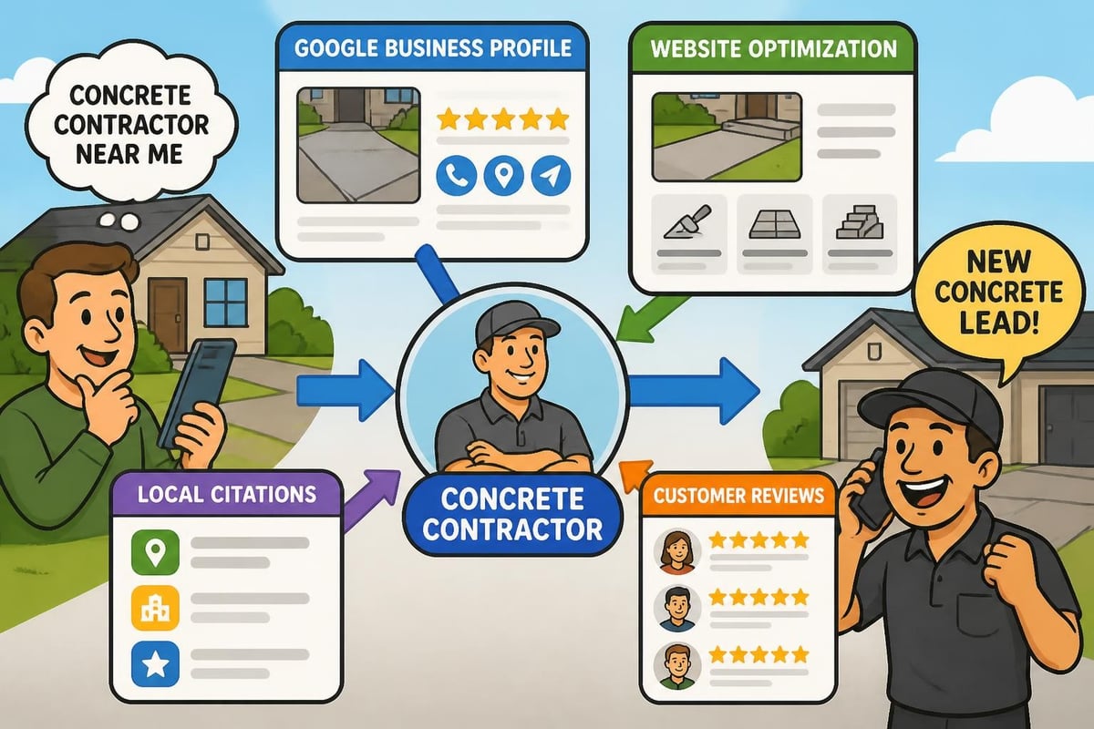 Local search ecosystem for concrete contractors