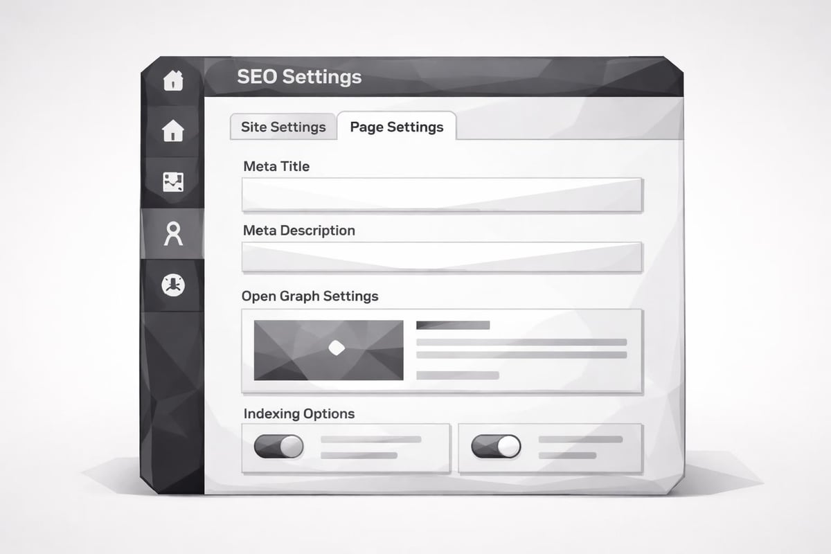 Webflow SEO settings interface