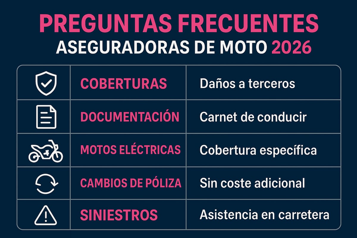 Preguntas frecuentes sobre aseguradoras de moto en 2026
