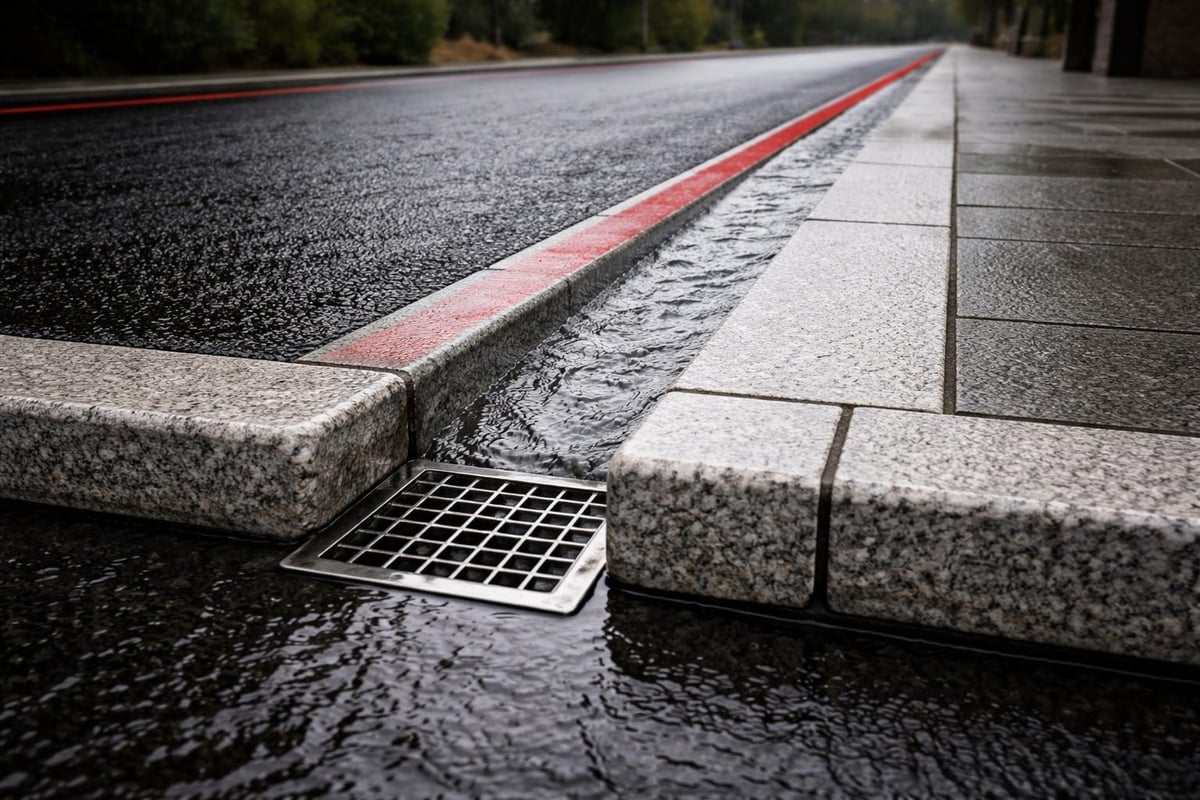 Granite kerbing drainage