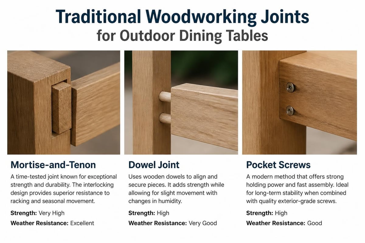 Outdoor table joinery techniques