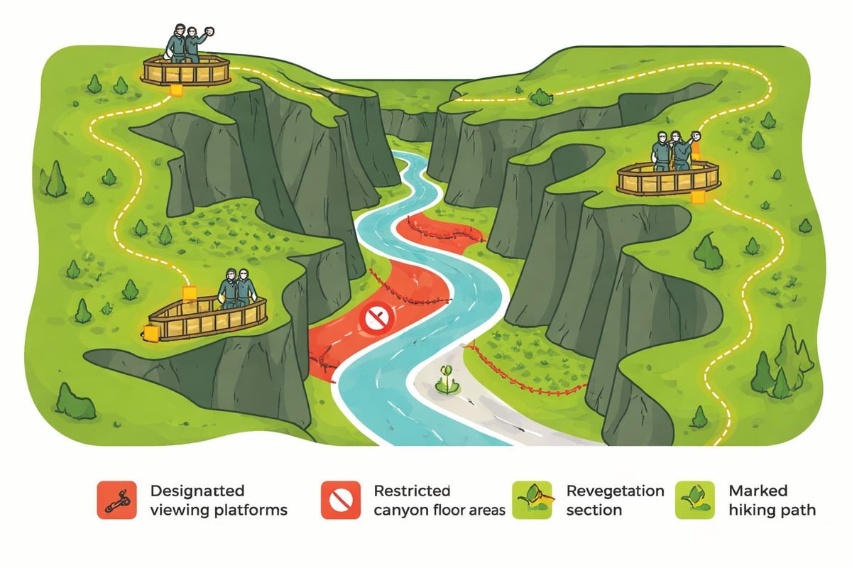 Conservation zones at Fjaðrárgljúfur