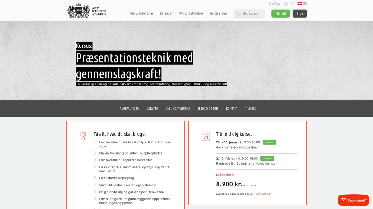 7 Kommunikation Kurser Der Styrker Dine Kompetencer 2026 - Præsentationsteknik med Gennemslagskraft – Aros Business Academy