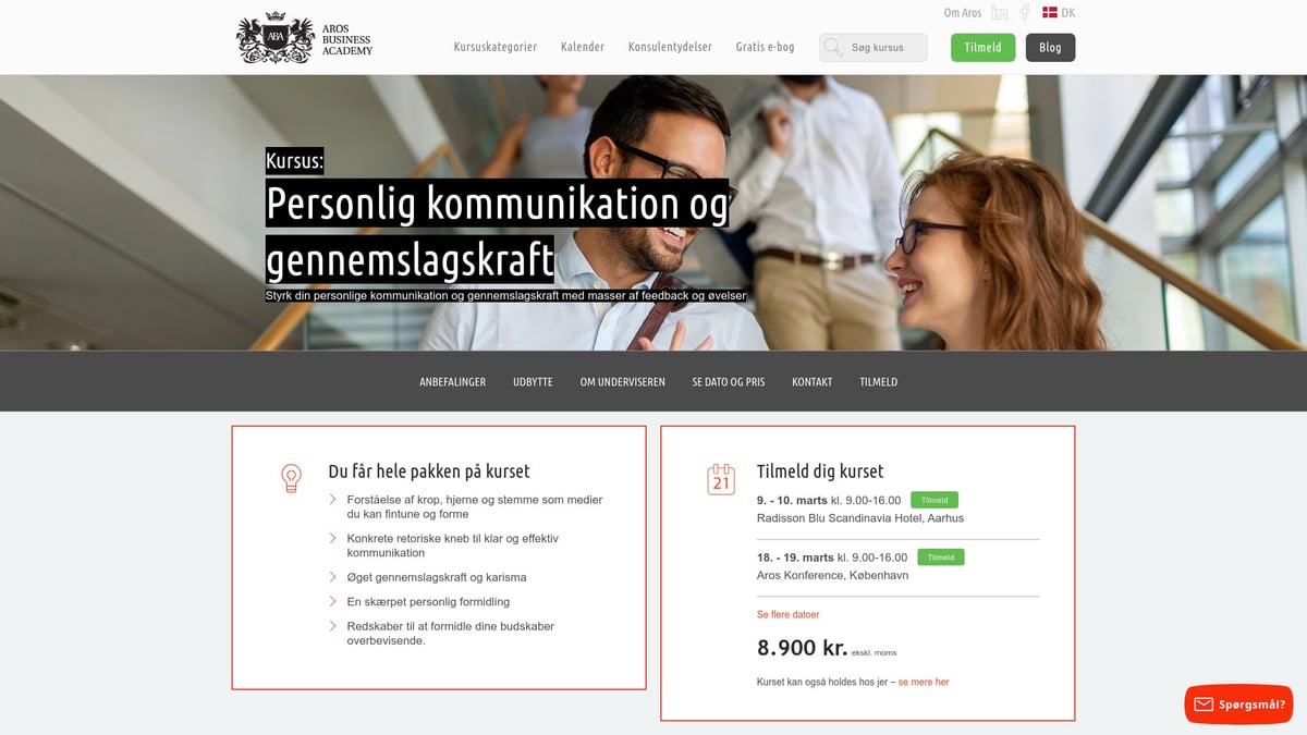 7 Kommunikation Kurser Der Styrker Dine Kompetencer 2026 - Personlig Kommunikation og Gennemslagskraft – Aros Business Academy