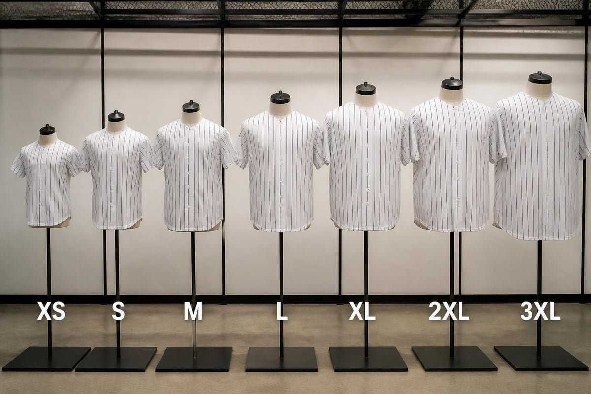 MLB jersey sizing range
