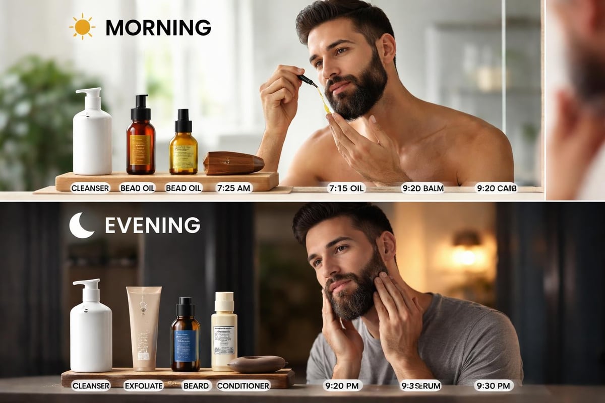 Daily beard care routine timeline