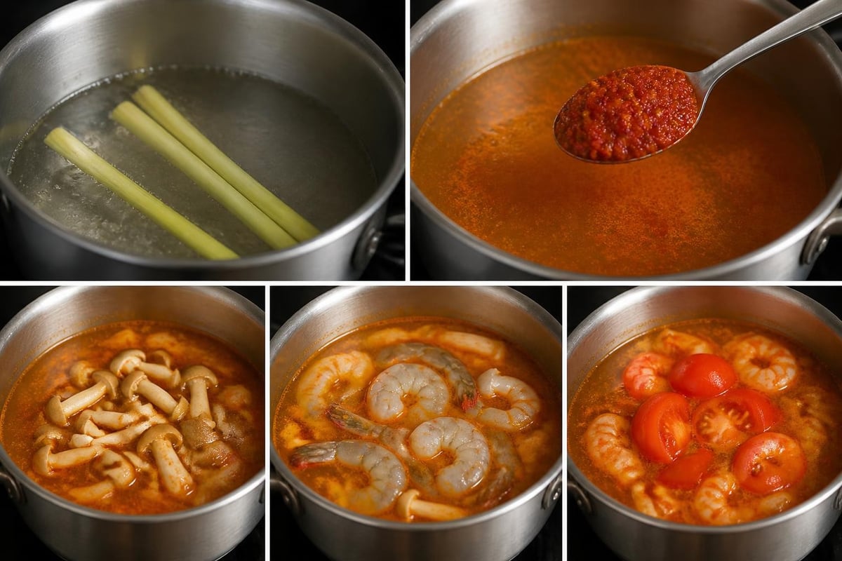 Proses memasak tomyam