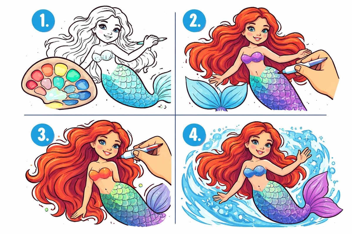 Mermaid coloring techniques