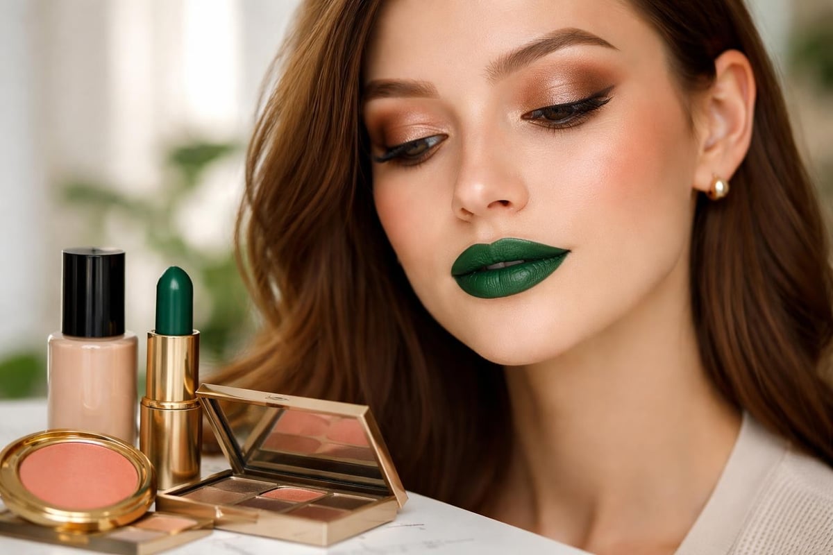 Green lip makeup coordination
