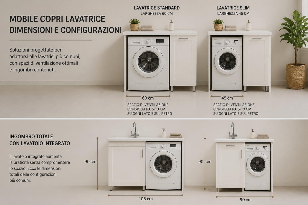Schema dimensioni mobile copri lavatrice
