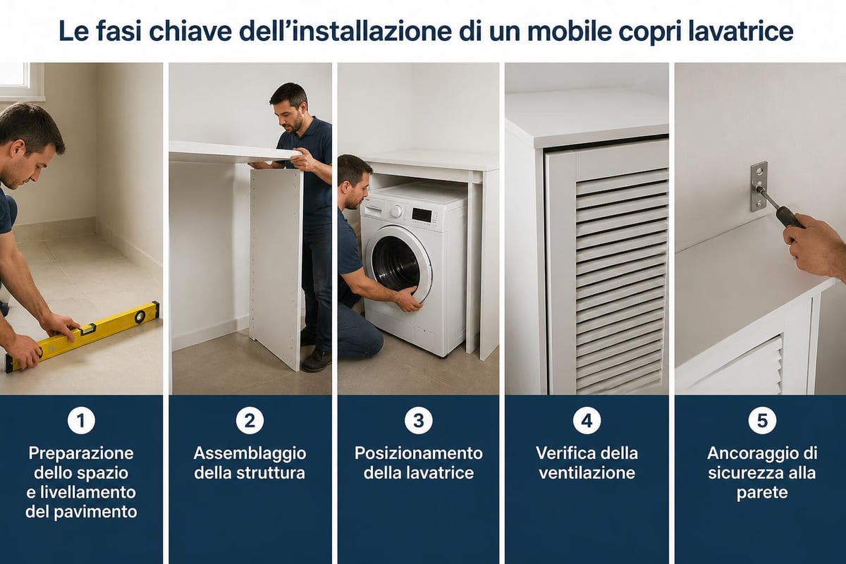 Processo installazione mobile copri lavatrice