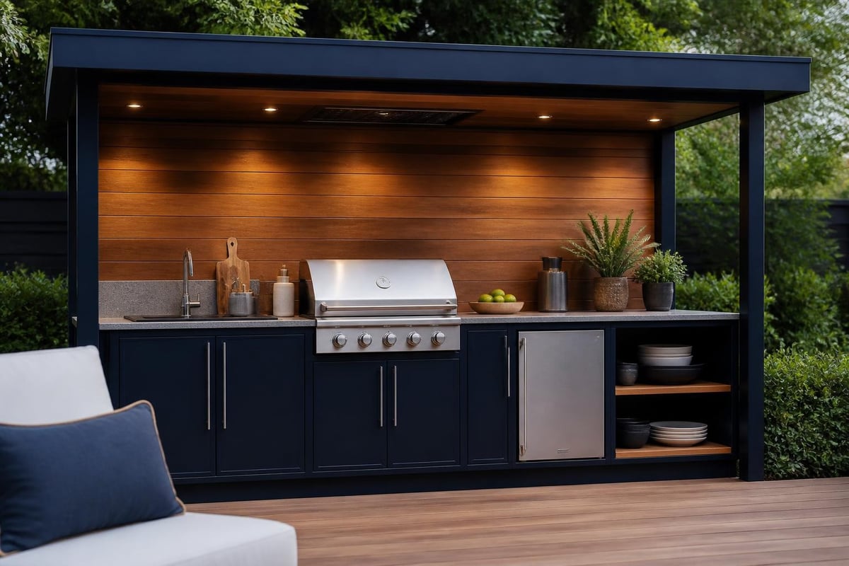 Outdoor kitchen pod components and layout