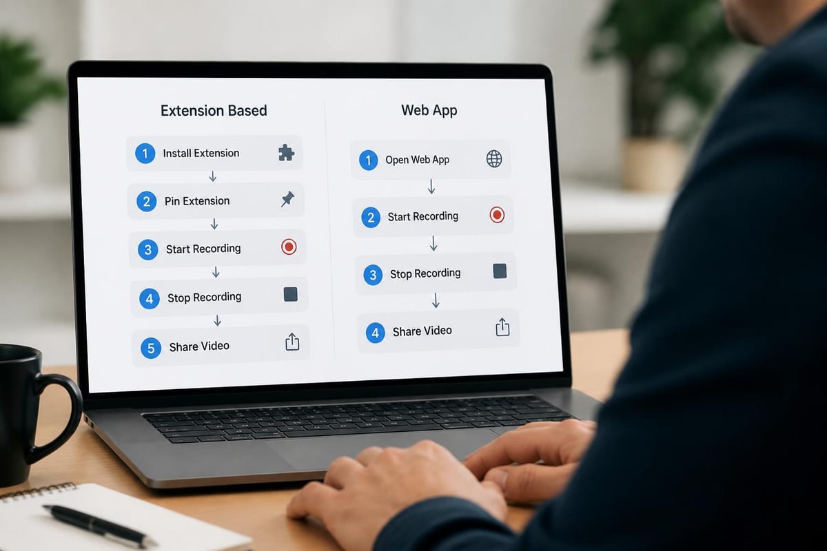 Extension versus web app recording workflow
