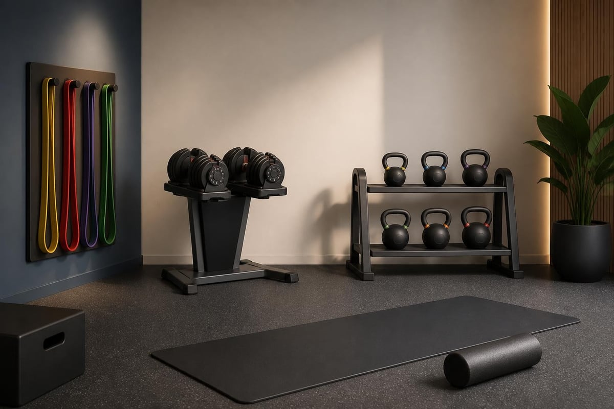 Home workout equipment zones