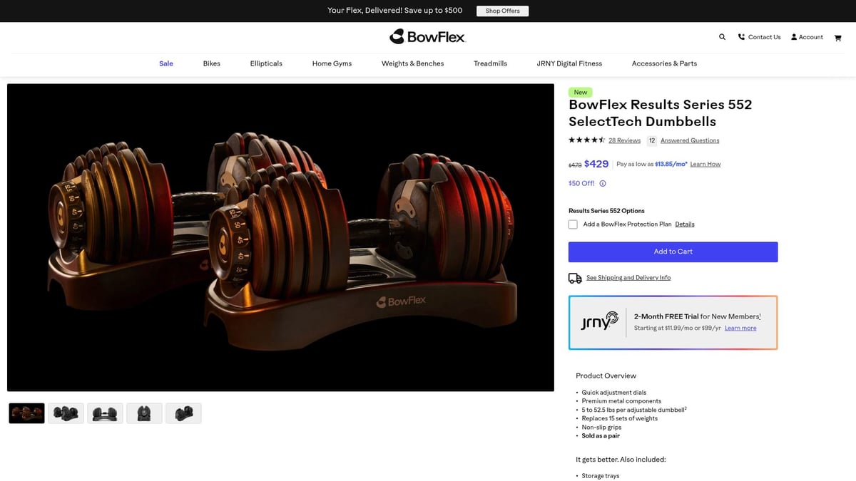 8 Unique Gift for Powerlifter Ideas to Impress in 2025 - Bowflex SelectTech 552 Adjustable Dumbbells