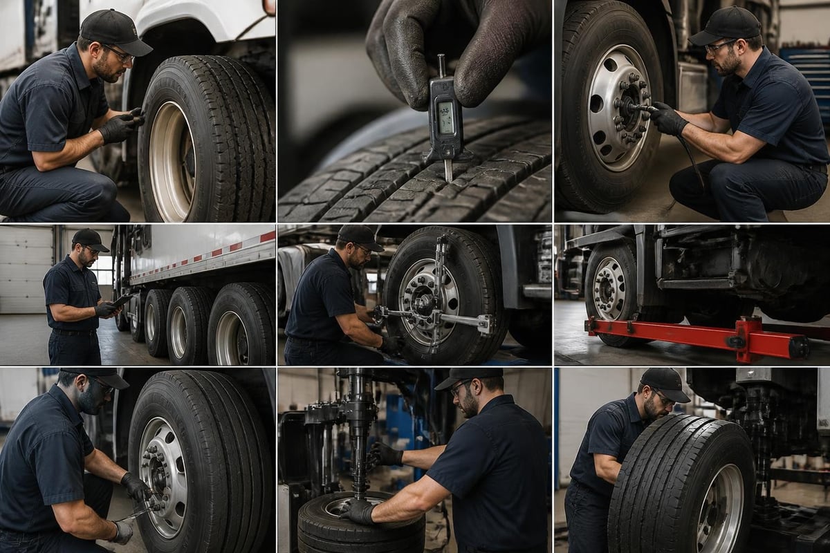 Semi truck tire shop service workflow