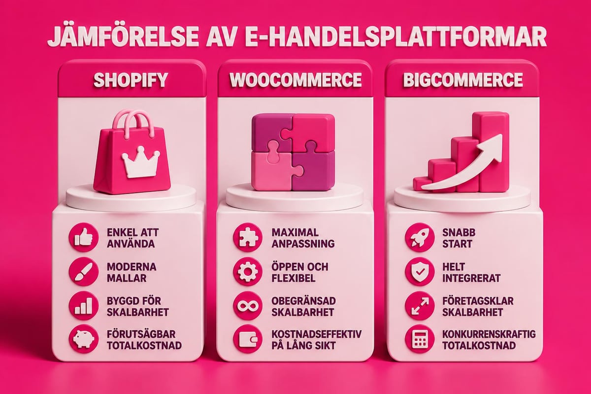 Vilken ehandels plattform ska man välja 2026? 2 Jämförelse av e-handelsplattformar