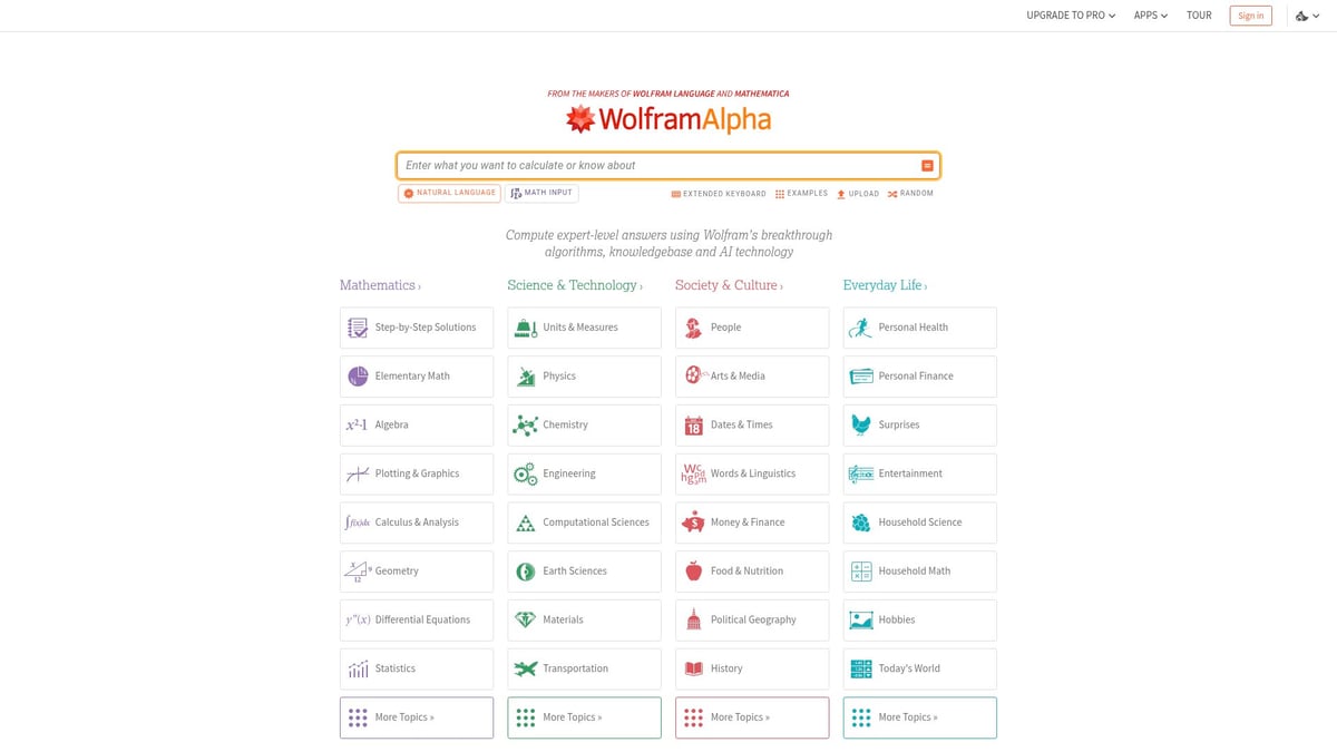 7 Motori di Ricerca Innovativi da Provare nel 2025 - WolframAlpha