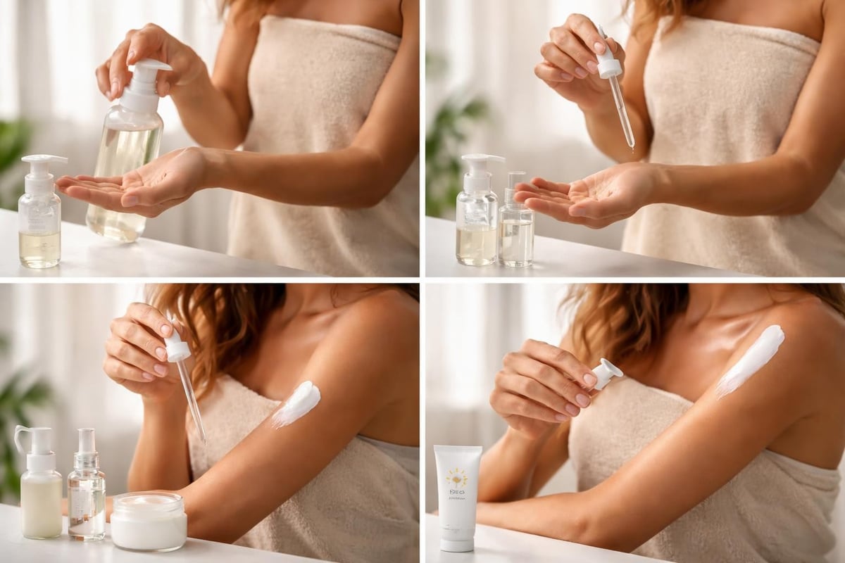 Skincare routine layers
