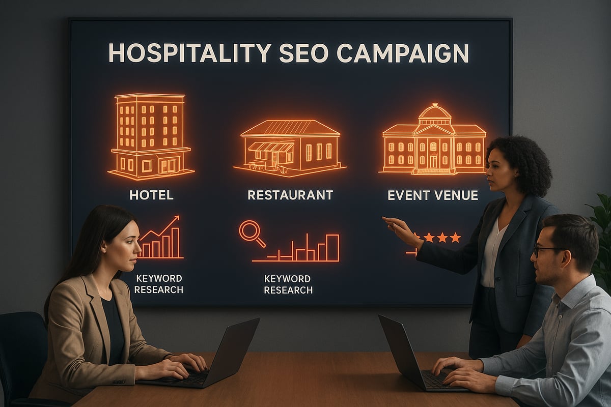 Three people in meeting, reviewing 