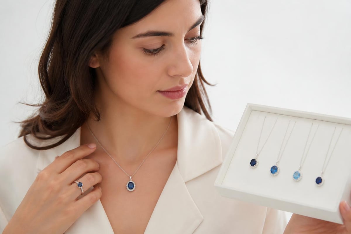 Blue gemstone selection