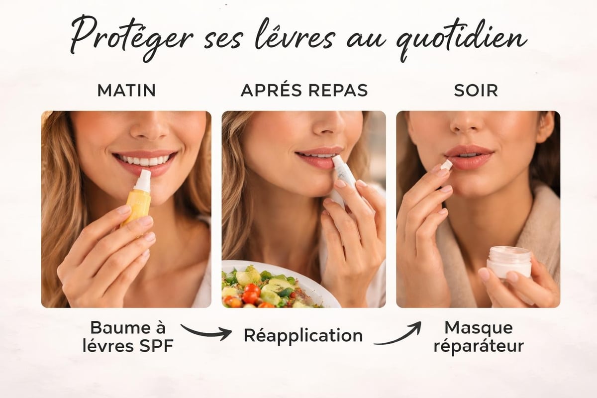Routine quotidienne de soin des lèvres