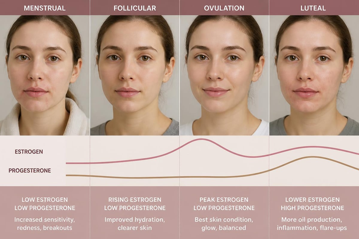 Menstrual cycle phases and skin changes