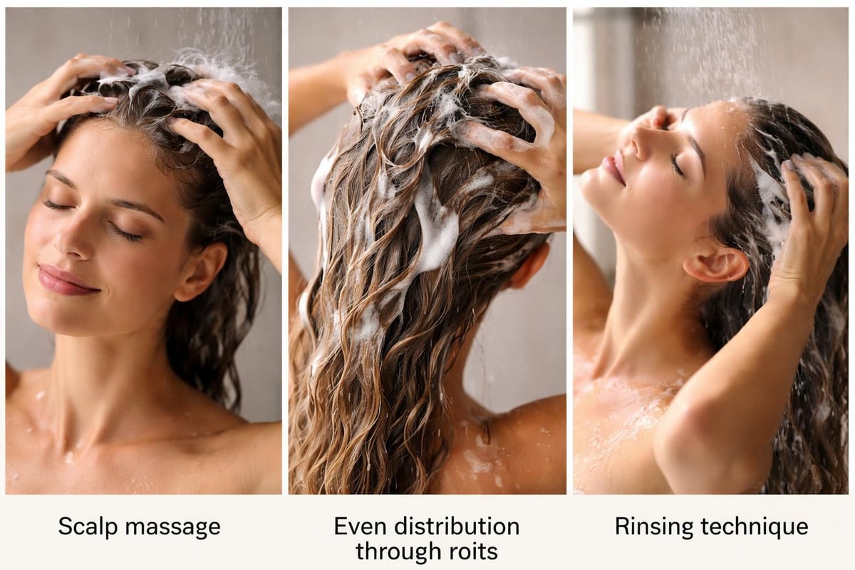 Volumizing shampoo application technique
