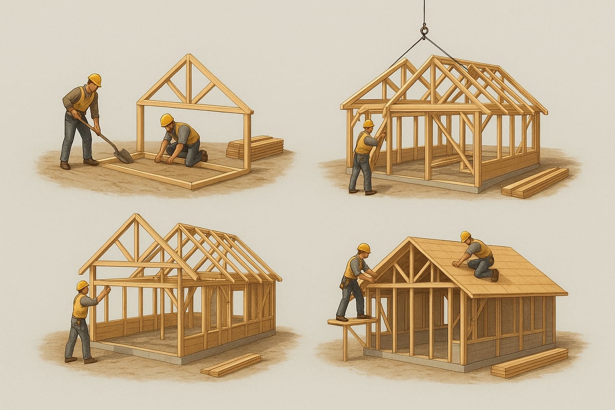 Step-by-Step Construction Process for Roof Wooden Frames