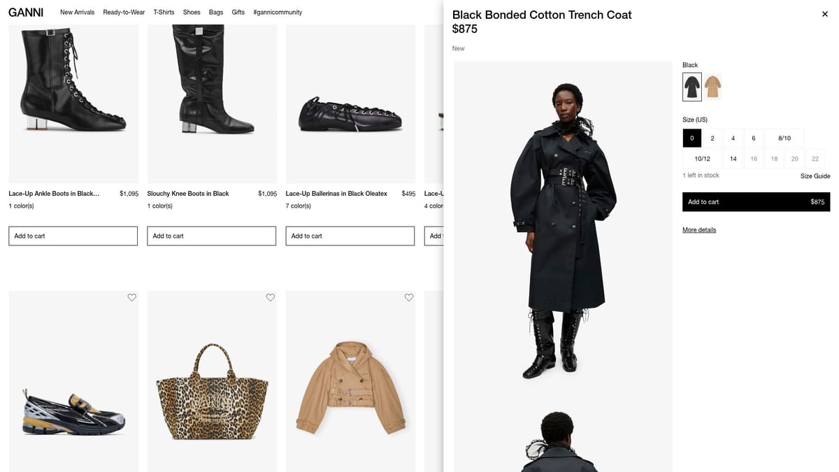 7 Must-Have Ganni Boots Styles to Elevate Your Look in 2025 - Lace-Up High Boots in Black Crinkle Oleatex ($1,295)
