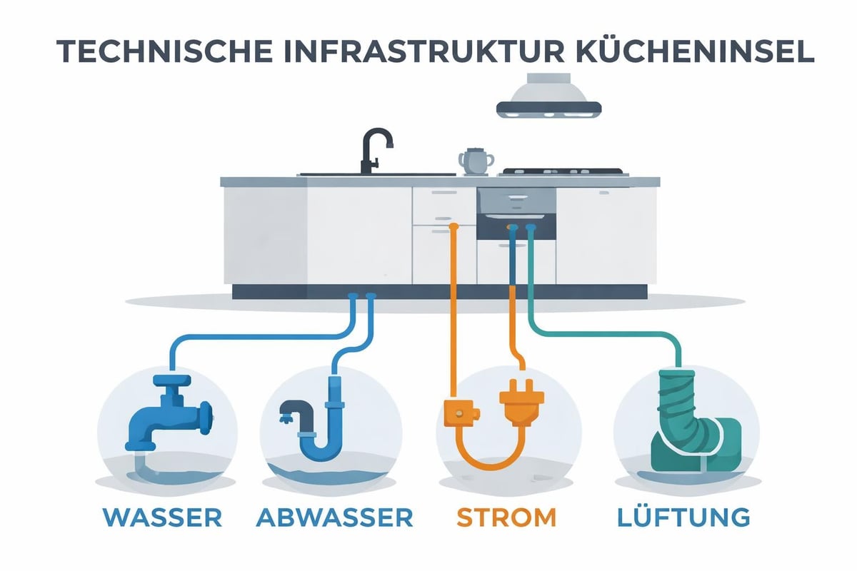 Kitchen island technical planning