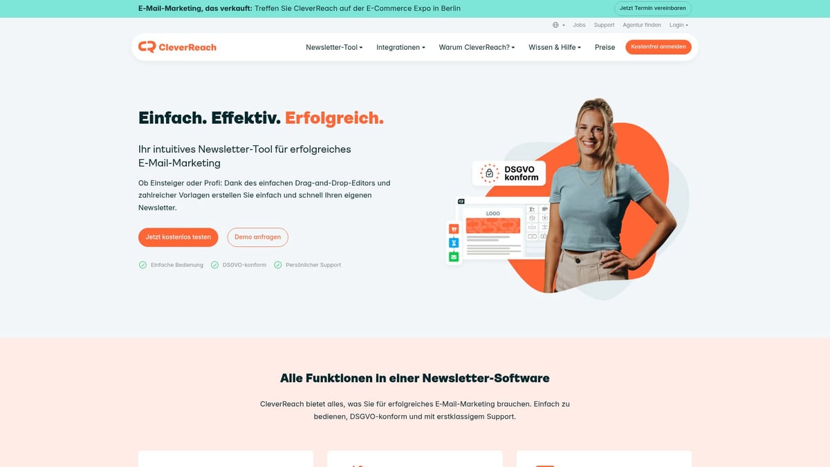 Top 8 Newsletter Tool Empfehlungen 2026 f&uuml;r erfolgreiches Marketing - CleverReach &ndash; Die deutsche L&ouml;sung f&uuml;r DSGVO und Usability