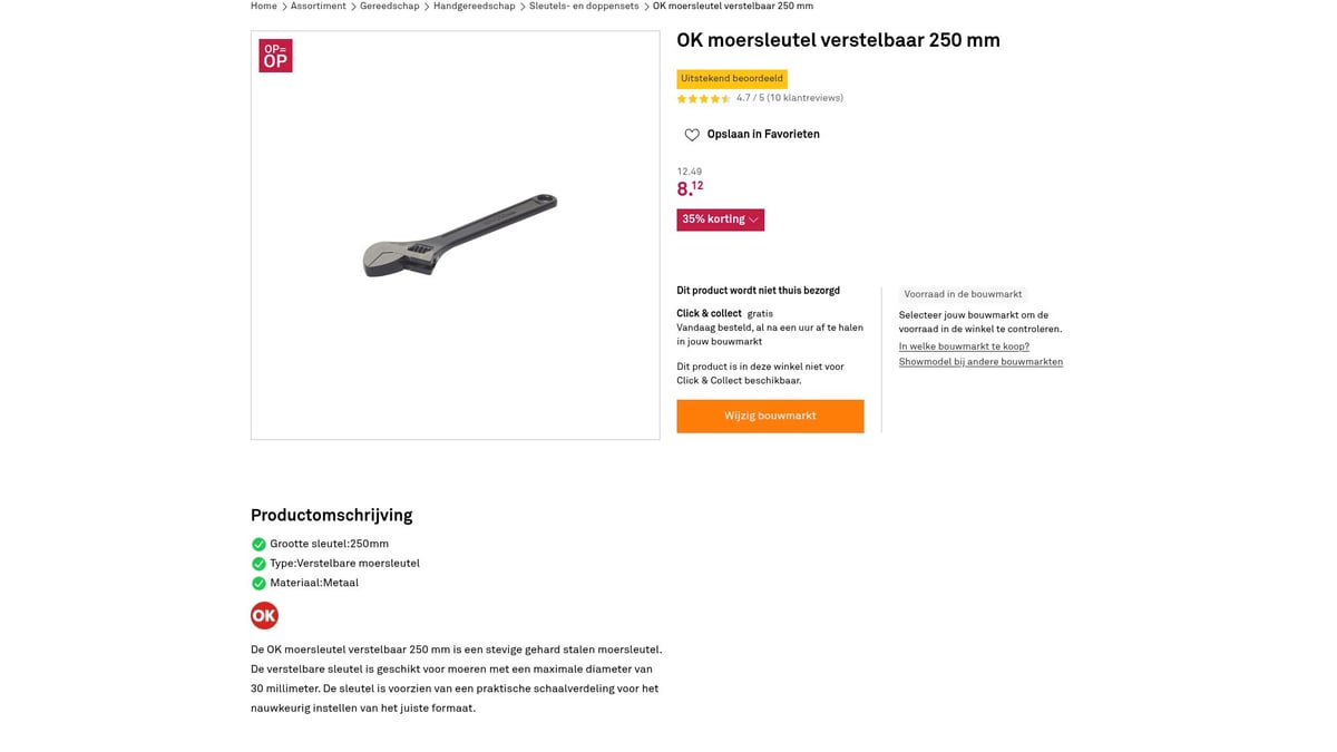 9x Goedkoop Gereedschap Voor Slim Klussen In 2026 - OK moersleutel verstelbaar 250 mm – €8,12