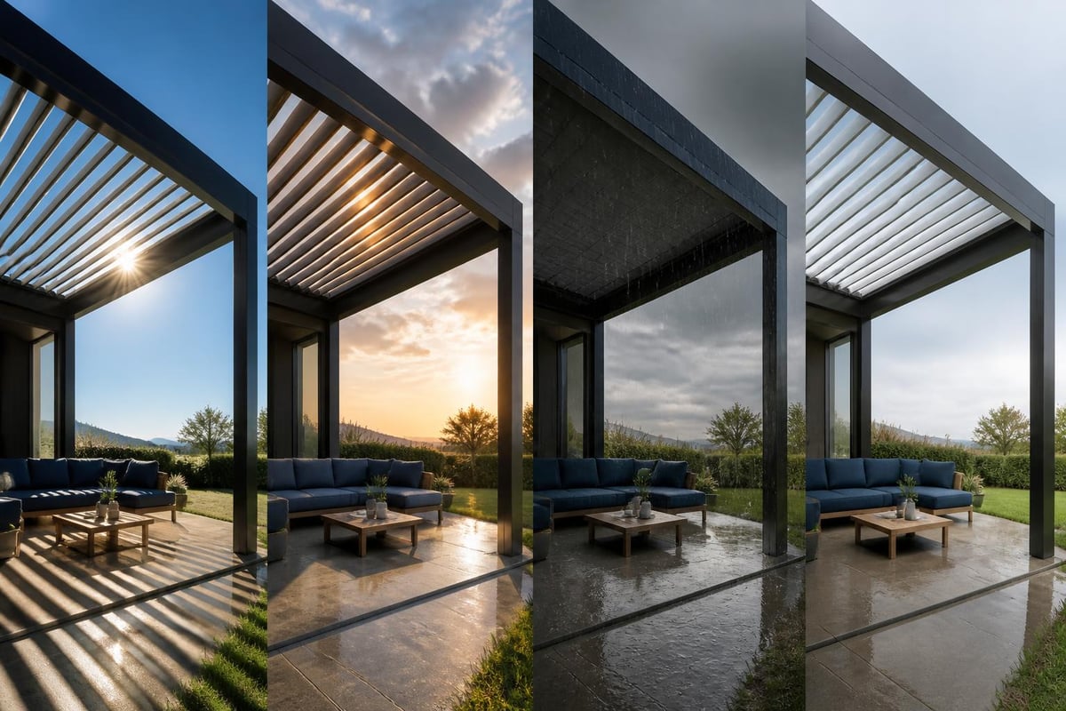Bioclimatic pergola climate control