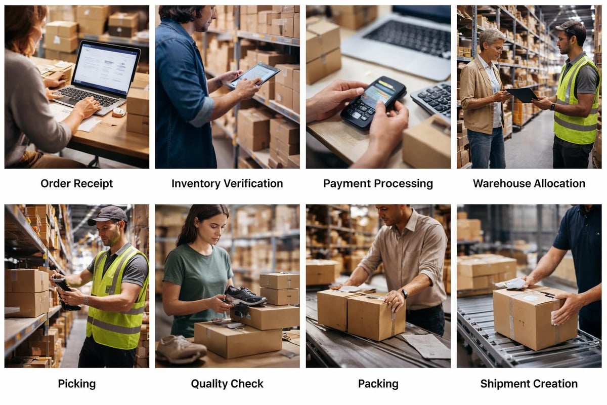 Order management workflow stages