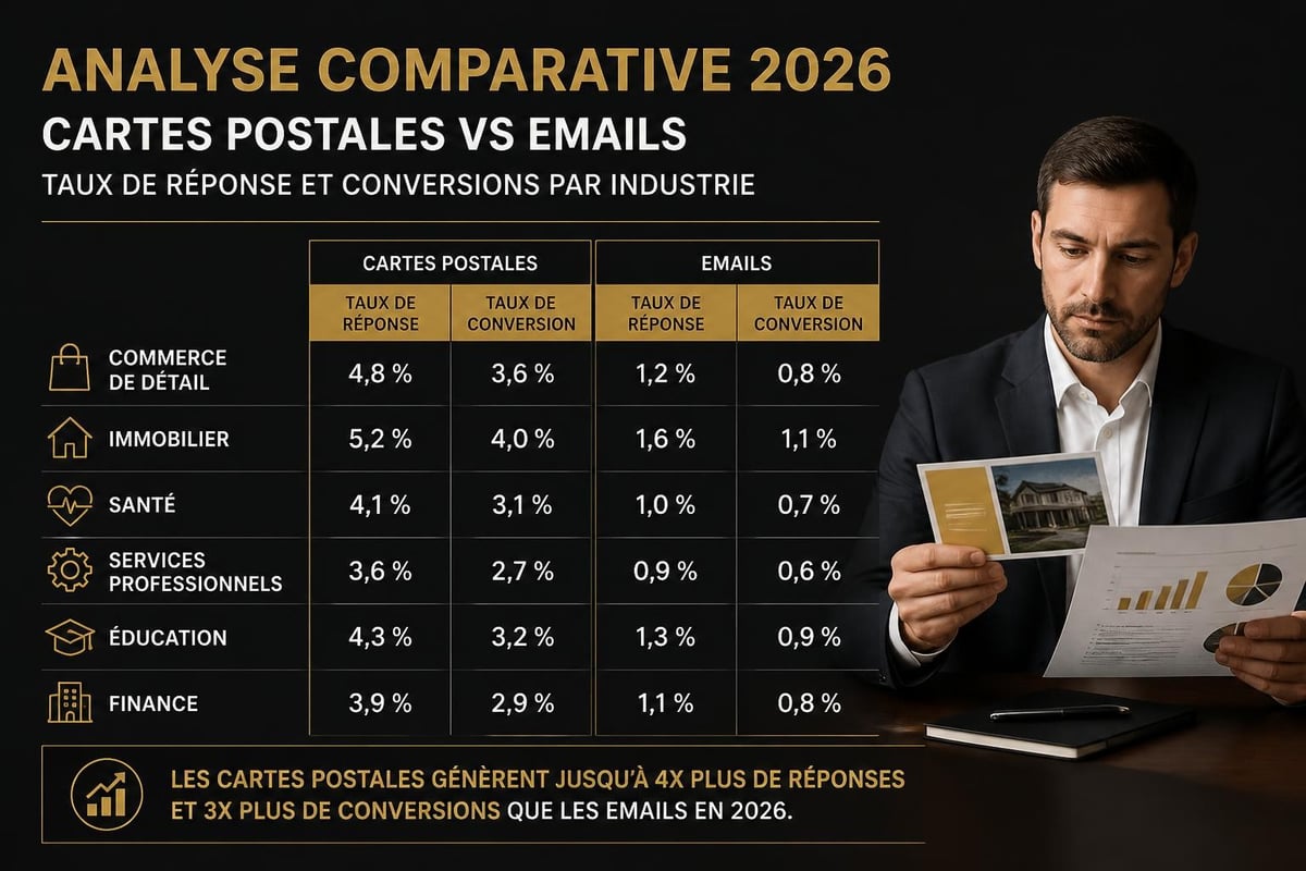 Taux de conversion postcard marketing vs email