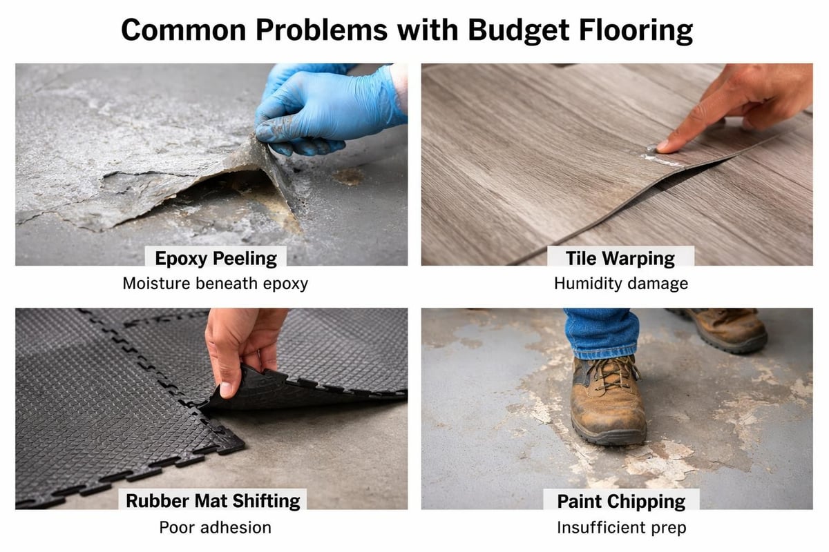 Garage flooring failure modes