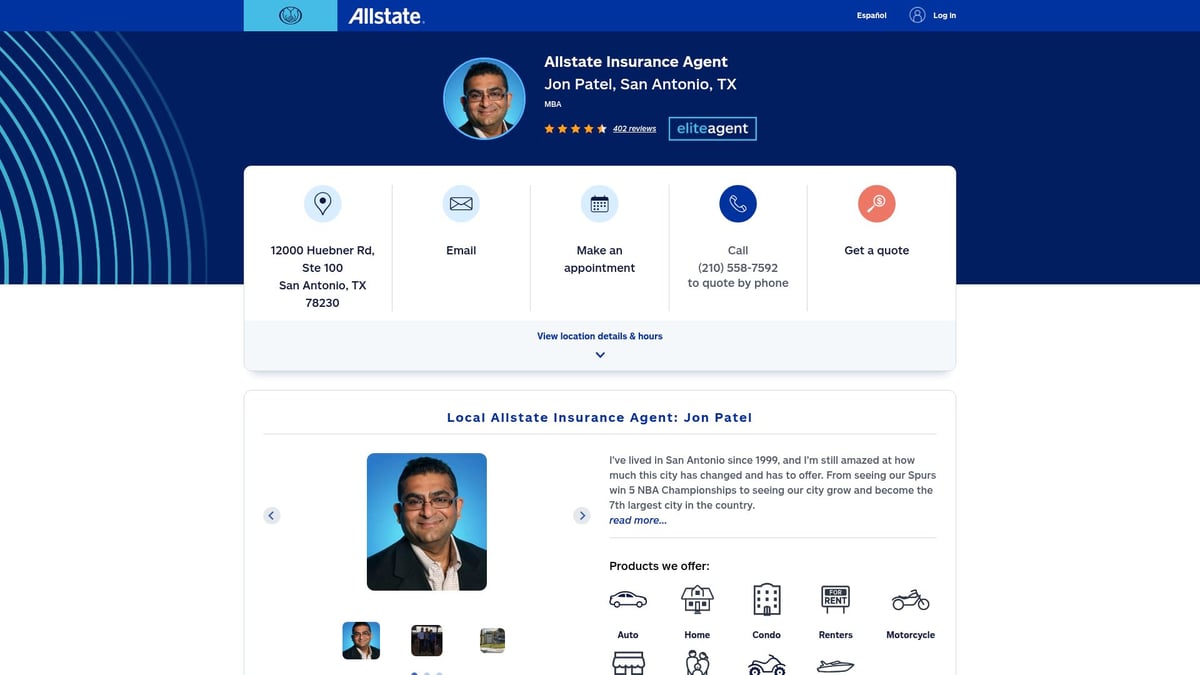 7 Best Insurance Agent San Antonio TX Options for 2026 - Allstate Insurance – Jon Patel