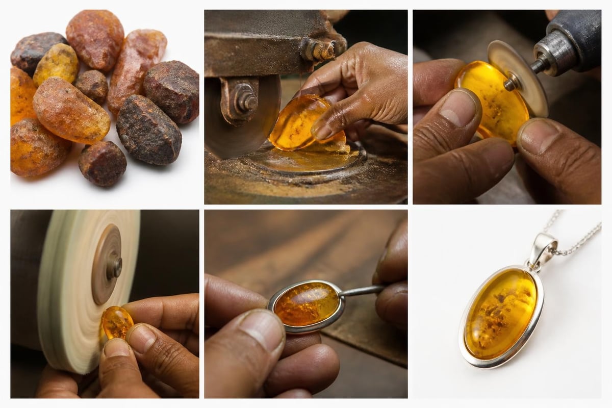 Dominican amber jewelry crafting