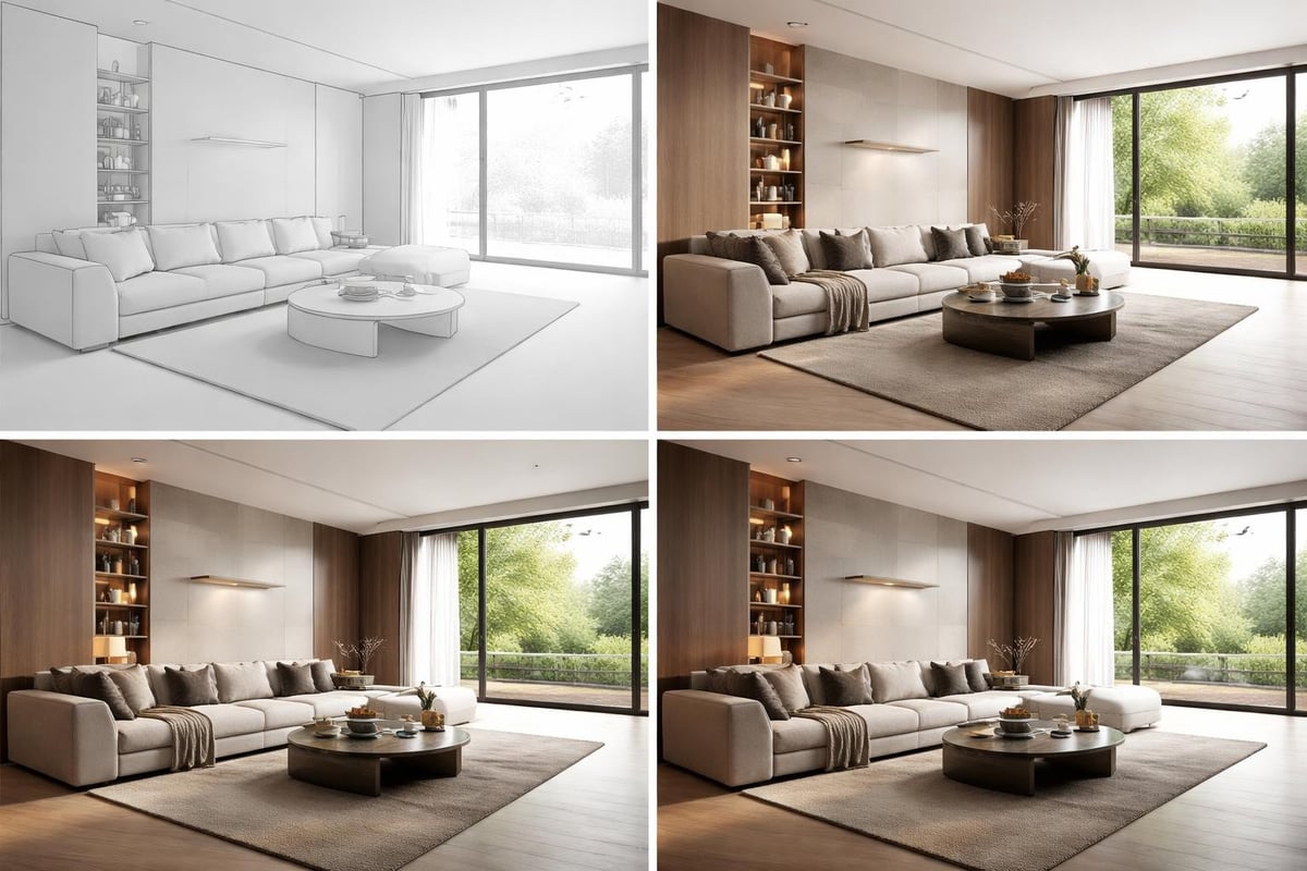 V-Ray rendering workflow stages