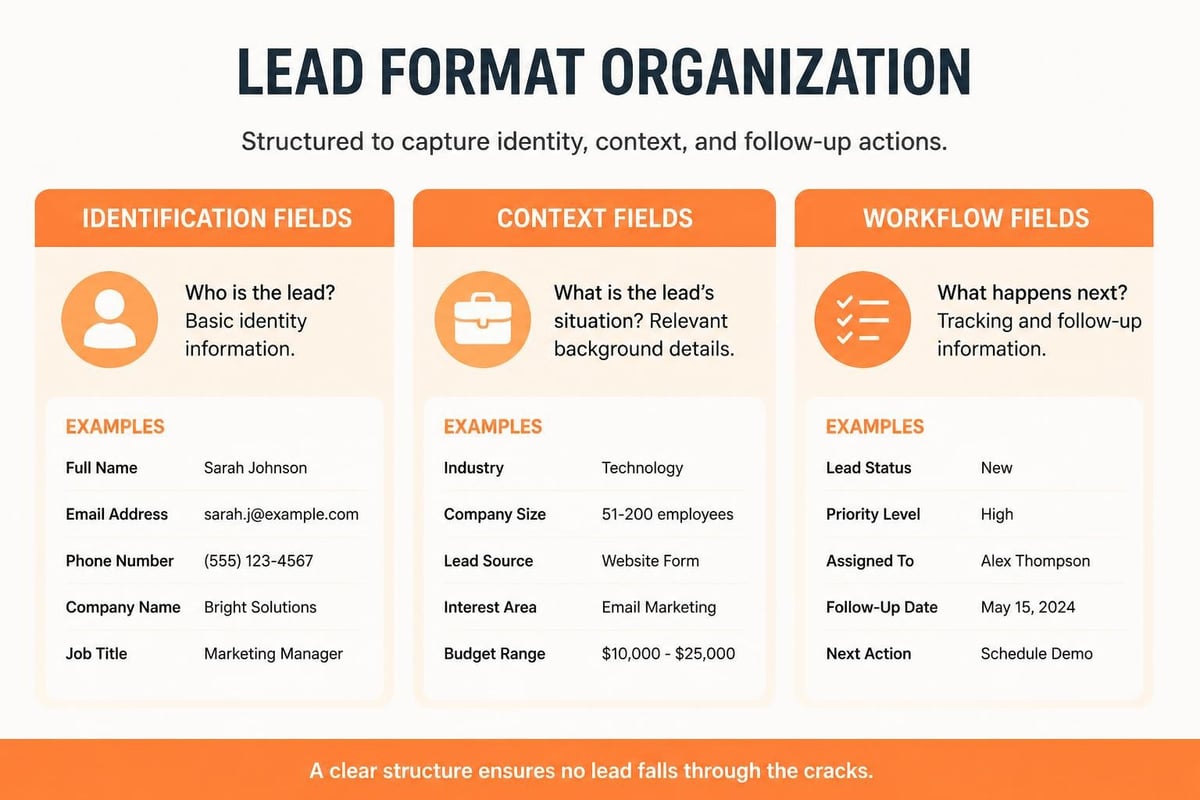 Lead Format: Definition, Structure, and Best Practices Lead format field categories