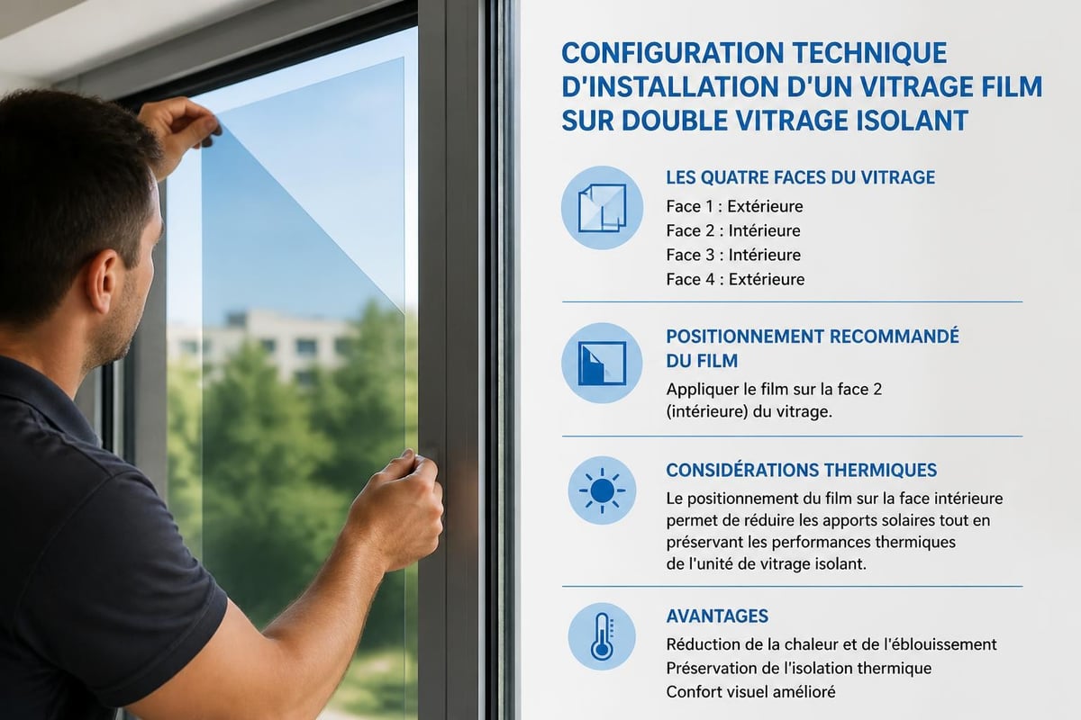 Positionnement du film sur double vitrage