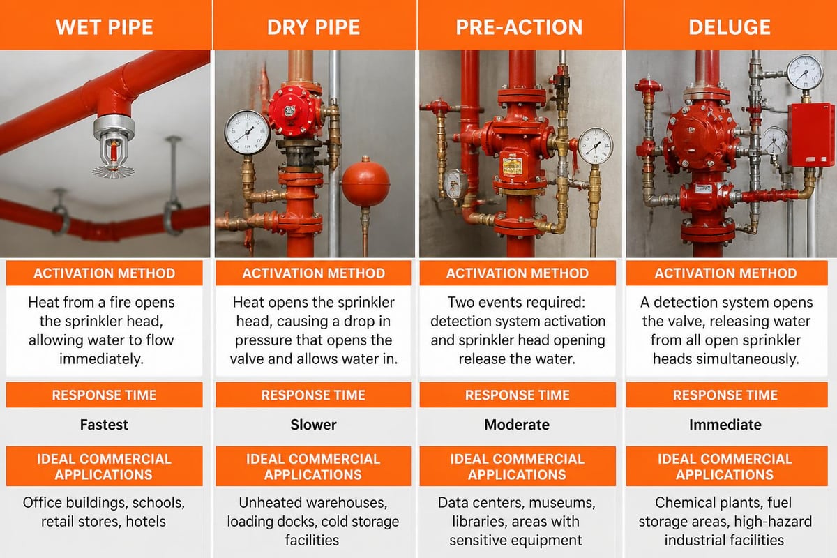 Water-based fire system comparison