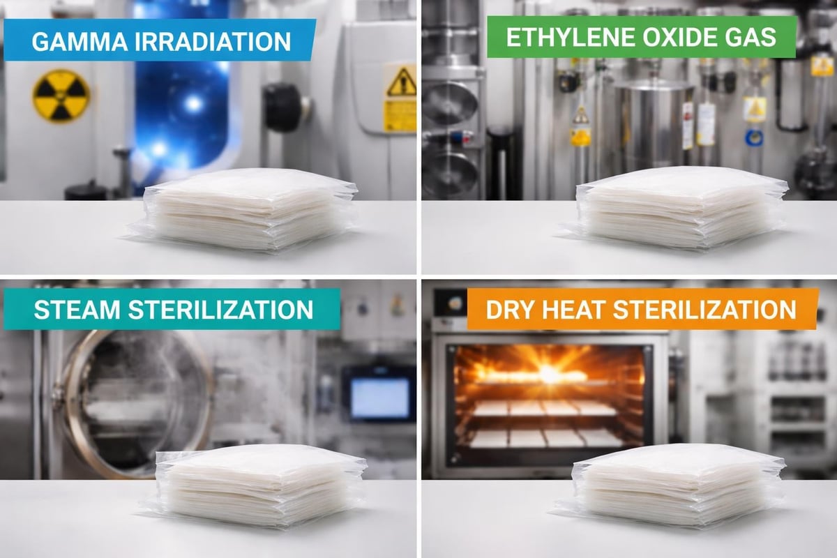 Sterilization methods for gauze pads