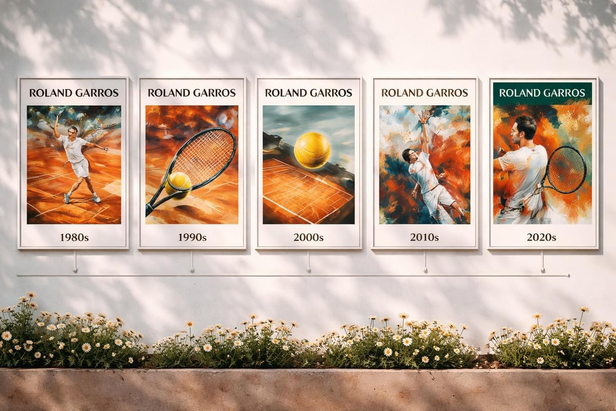 Historical progression of Roland Garros poster design styles