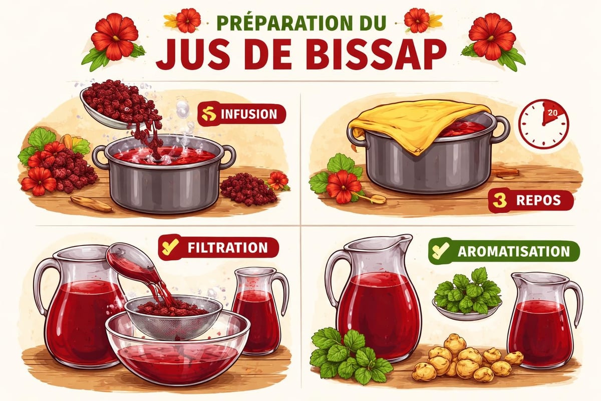 Préparation traditionnelle du bissap