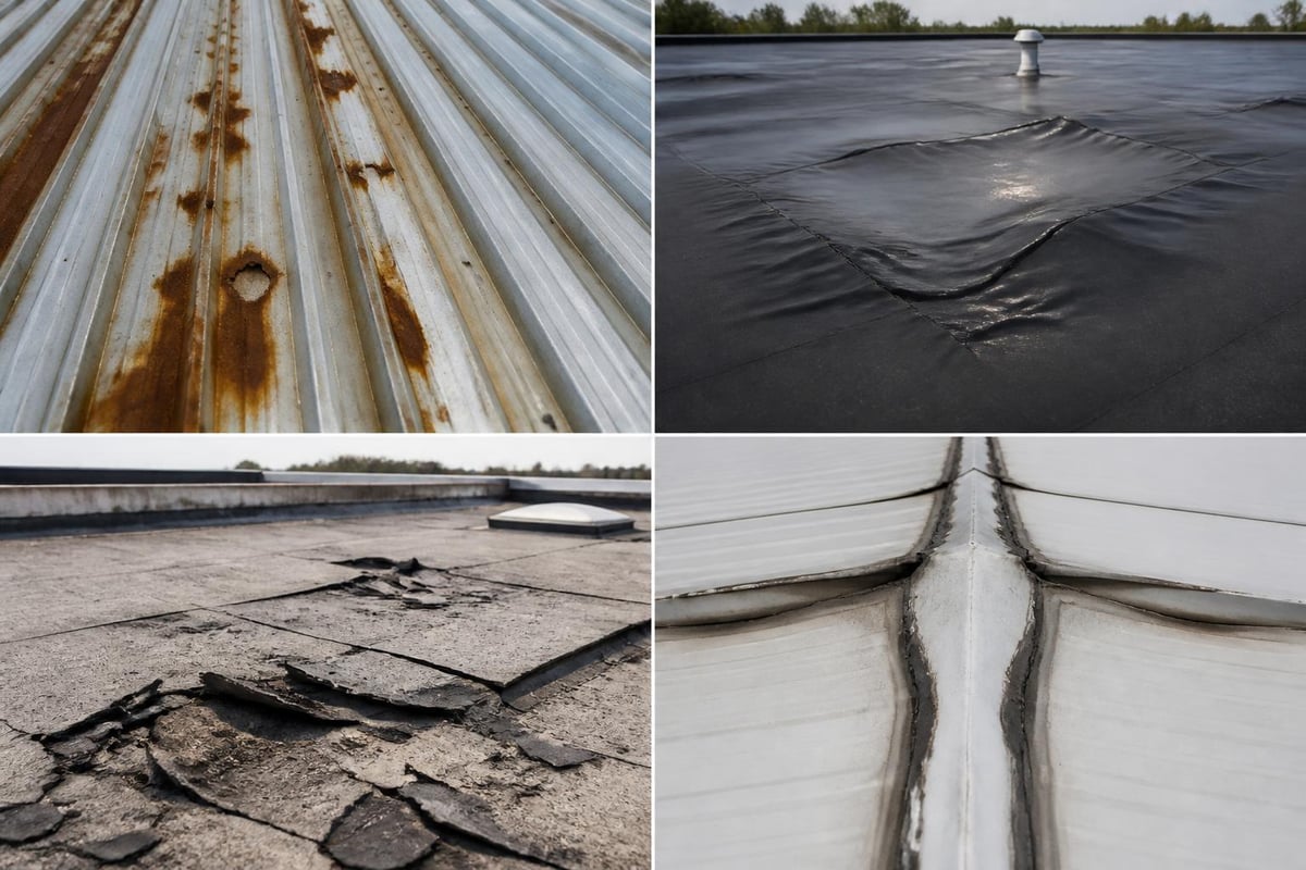 Industrial roof deterioration patterns