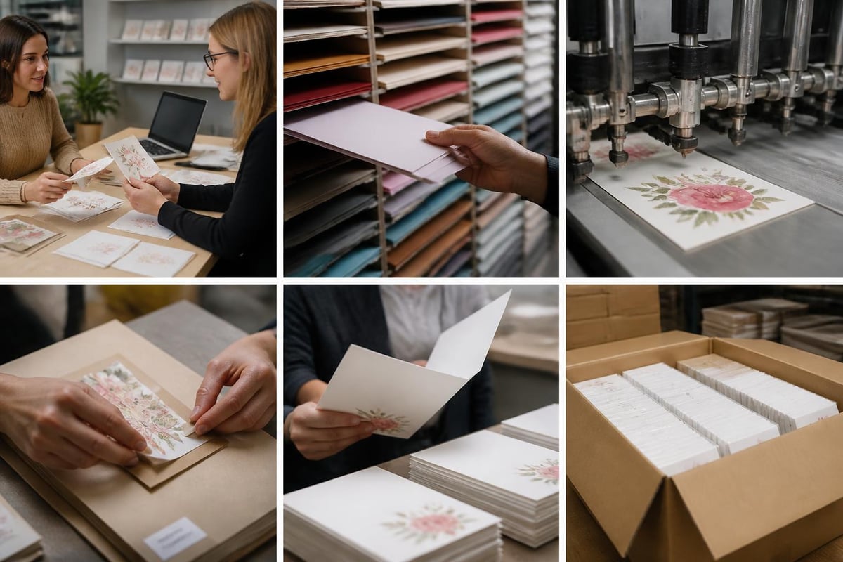 Greeting card production workflow stages