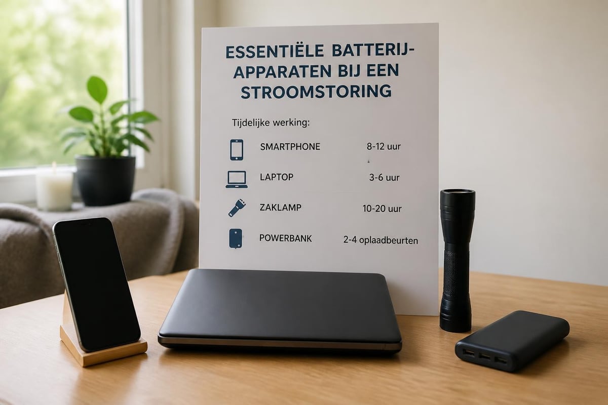 Batterijgevoede apparaten tijdens stroomuitval
