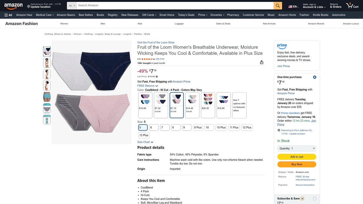 7 Best Breathable Underwear Picks for Everyday Comfort 2026 - Fruit Of The Loom Breathable Plus-Size Panties – $7